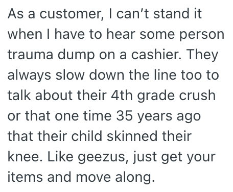 Screenshot of customer perspective comments